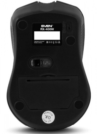 SVEN Беспроводная мышь RX-400W чёрная (3+1кл. 600/1000/1400DPI, блист) (id 58386)