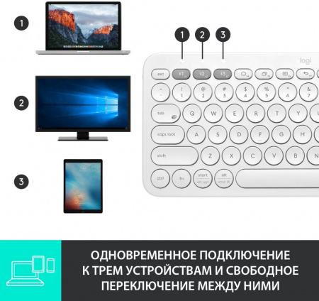Клавиатура Logitech Keyboard K380 Dark Offwhite Wireless Bluetooth RTL, Multi-Device (id 2976)