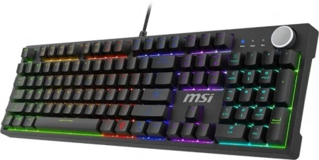 Keyboard MSI FORGE GK320, Wired, mechanical red switches, hot-swapp, magnetic cover, volume scroll wheel,  multi-colour LED backlighting, Black (id 53988)