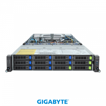 Gigabyte R283-Z91-AAV1 2U 2*LGA 6096 up to 400W / 24*DDR5 RDIMM / 4*3.5 UniBay + 8*3.5 SAS/SATA + 2*2.5 SAS/SATA / 4*FHHL Gen5 x16 + 2*FHHL Gen5 x8 / 3*m.2 2280-110 NVME / IPMI 2.0 / 2*OCP 3.0 Gen5 x16 / 2*1Gb Base-T / 4*USB 3.2 / 1*MiniDP / 2* (id 40868)