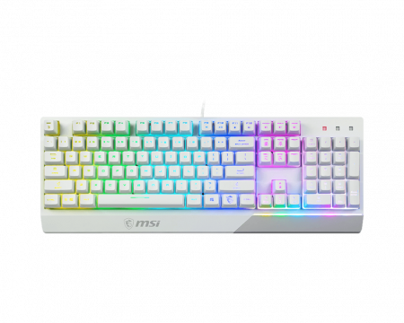 клавиатура проводная Gaming Keyboard MSI VIGOR GK30, Wired, Mechanical-like plunger switches. 6 zones RGB lighting with several lighting effects. Anti-ghosting Capability. Water Resistant (spill-proof), White (id 32085)
