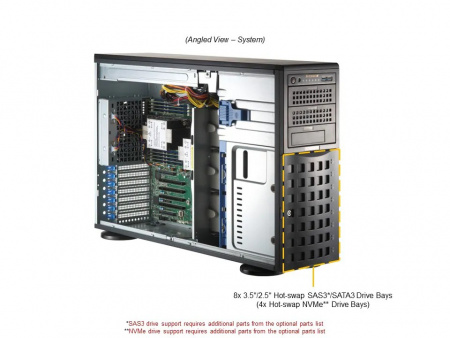 Серверная платформа Supermicro SuperServer Tower SYS-741P-TRT noCPU(2)4rd Gen Xeon Scalable/TDP 300W/no DIMM(16)/ SATARAID HDD(8)LFF/2xM.2 NVMe 6xFH/2x10GbE/2x1200W (id 15826)