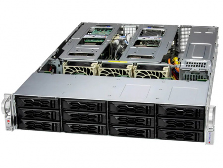 Серверная платформа Supermicro 2U SYS-621C-TN12R 2*LGA4677 / 16*DDR5 RDIMM / 12*3.5 NVMe/SATA/SAS / 2*PCIe 5.0 x16 FHHL / 4*PCIe 5.0 x8 FHHL / 2*PCIe 5.0 x4 NVMe M.2 / 2*1GbE RJ45 / TPM / 2*1200W 12 SATA config, GPU support (id 56407)