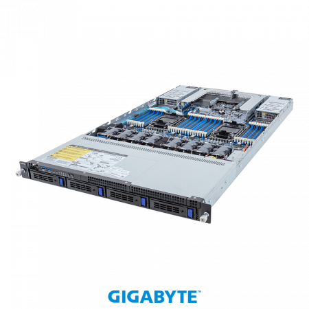 GigaByte 1U R183-S93-AAB1/ABB1 / 1U / 2*LGA4677 up to 350W / 32*RAM / 4*3.5" SAS/SATA / 2*1Gb / 2*OCP 3.0 / 2*FHHL Gen5 x16 / 2*800W / Rails / 1Y (id 54501)