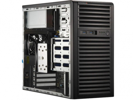 Серверная платформа Supermicro Mini-Tower 1*LGA1718 (AMD EPYC™ 4004 / 4005, Ryzen™ 7000 / 9000), 4x DDR5 Up to 192GB, 4x fixed 3.5" SATA, 2x M.2 NVMe PCIe 5.0 x4 (M-key 2280/22110), 2x 5.25" bays, 1x PCIe 5.0 x16 FHFL, 1x RJ45 1GbE wi
