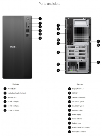 Компьютер Dell Pro Essential Tower Intel Core Ultra 9 285 / 8GB DDR5 / SSD 512GB M.2 NVMe / Intel UHD 730 Graphics (DP+HDMI)/ LAN / Wi-Fi / BT / TPM 2.0 / 180W / KB&M (USB) / Windows 11 Professional / 1 год гарантии (DPTE-5821) (id 61262)