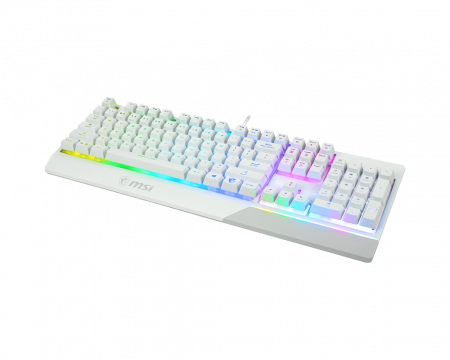клавиатура проводная Gaming Keyboard MSI VIGOR GK30, Wired, Mechanical-like plunger switches. 6 zones RGB lighting with several lighting effects. Anti-ghosting Capability. Water Resistant (spill-proof), White (id 32085)