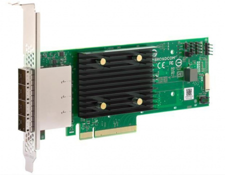 Контроллер Broadcom/LSI 9500-16e SGL (05-50075-00) PCIe Gen4 x8 LP, Tri-Mode SAS/SATA/NVMe 12G HBA, 16port(4*ext SFF8644), 3816 IOC, 1 year (id 26063)