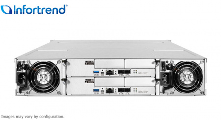 Система хранения данных Infortrend EonStor GS 3000T 2U/24bay U.2 NVMe, Dual controller,4xSFP28,4x host board,6x8GB,2x(PSU+FAN),2x(SuperCap.+Flash),24xdrive trays,1xRM kit (GS 3024URT2) include 2x3.84Tb SSD HNBKSRP43841 (id 35971)