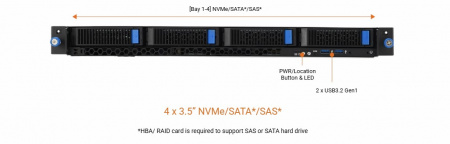 ASUS RS700-E12-RS4U, 1U, 2 x Intel Xeon 6 LGA 4710, 32 x DDR5 6400, 4x 2.5" 3.5" hsb NVMe SATA* SAS*, 2 x PCIE Gen5 x16, 2 x OCP3.0, 2 x M.2 Gen5 x2 (2280 2260)(VROC required for RAID), 1+1 2000W (id 40853)