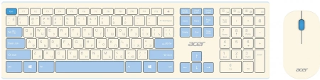 Клавиатура + мышь Acer OCC205 клав:белый мышь:белый/голубой USB беспроводная slim (ZL.ACCEE.00C) (id 32294)