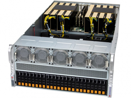 Серверная платформа Supermicro GPU SuperServer SYS-522GA-NRT (X14DBG-AP, CSE-528G2TS-R9K60P) 5U, 2x LGA-7529, 24x DDR5 ECC RDIMM, 24x 2.5" HS NVMe, 2x M.2 NVMe, 13x PCIe 5.0 x16 FHFL slots, 2x RJ45 10GbE X710-AT2, 6x 2700W (id 58458)