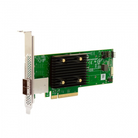 Контроллер Broadcom/LSI 9500-8e SGL (05-50075-01) PCIe Gen4 x8 LP, Tri-Mode SAS/SATA/NVMe 12G HBA, 8port(2*ext SFF8644), 3808 IOC, 1 year (id 26065)