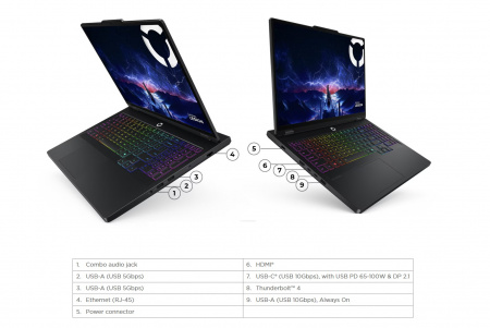 Ноутбук Lenovo Legion Pro 5 16IAX10/ Intel Core Ultra 9 275HX/32Gb/1Tb/16"(2560x1600)OLED 500nits Glossy 100%DCI-P3,165Hz/ 8Gb NVIDIAGeForce RTX5070/LAN/WiFi/BT/Thunderbolt/TPM/ FHDCam/ RGB BKLTKB/ 80Wh/ NoOS/ EclipseBlack/1Y(83F3003RPS)(id 41558)