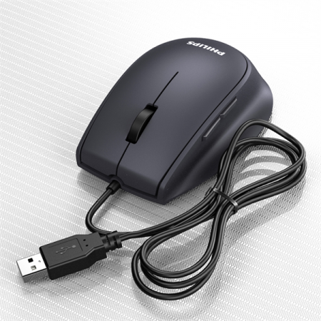 Аксессуары Philips Проводная Мышь SPK7327, 5 кноп., USB 2.0, 1600dpi, бесшумная, Чёрный (id 33332)