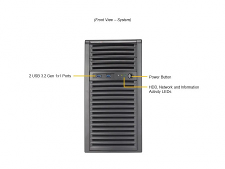 Серверная платформа Supermicro Mini-Tower 1*LGA1718 (AMD EPYC™ 4004 / 4005, Ryzen™ 7000 / 9000), 4x DDR5 Up to 192GB, 4x fixed 3.5" SATA, 2x M.2 NVMe PCIe 5.0 x4 (M-key 2280/22110), 2x 5.25" bays, 1x PCIe 5.0 x16 FHFL, 1x RJ45 1GbE wi