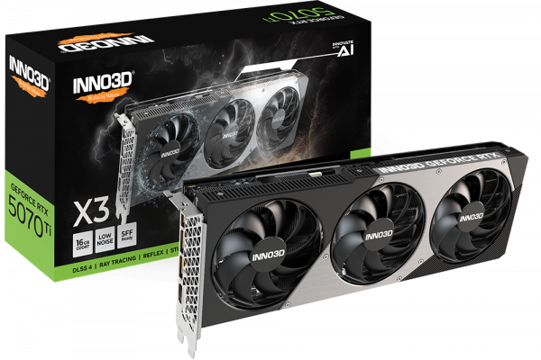 Видеокарта INNO3D RTX 5070 Ti X3//RTX5070Ti, HDMI, DP*3, 16G,D7 (Pulled) (No Package) (id 41800)