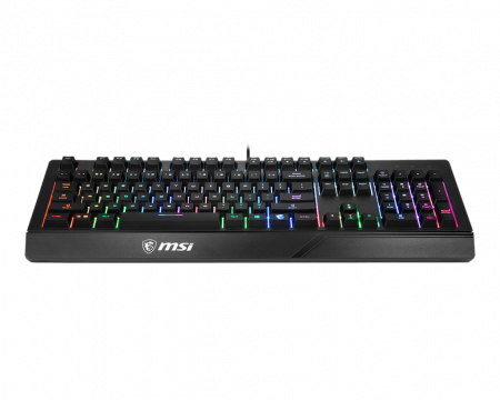 клавиатура проводная Gaming Keyboard MSI VIGOR GK20, Wired, membrane Keyboard with ergonomic keycaps and wrist rest. 12 Key Anti-ghosting Capability. Water Resistant (spill-proof), Static multi-colour backlighting, Black (id 32084)