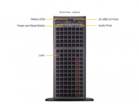 Серверная платформа Supermicro Tower SYS-741GE-TNRT 2*LGA4677 up to 350W / 16*DDR5 RDIMM / 8*3.5 SAS/SATA/NVME / 7*FHFL Gen5 x16 / 2*M.2 NVME 2280-110 / IPMI 2.0 / 2*10GbE BASE-T / VGA / 1+1*2000W (id 60954)