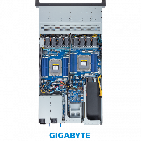 GigaByte R183-ZF1-AAJ1 / 1U / 2*LGA6096 (SP5) up to 400W / 24*RAM / 12*2.5" SAS/SATA/NVME + 1*m.2 2280 + 1*m.2 2280/22110 / 1*OCP 3.0 / 1*FHFL PCIe Gen5 x16 slot for GPUs + 1*FHFL PCIe Gen5 x16 slot + 1*FHHL PCIe Gen5 x16 slot / 2*2000W / Rails (id 53803)