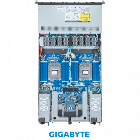 GigaByte R183-Z91-AAV1/ACV1 / 1U / 2*LGA6096 (SP5) up to 400W / 24*RAM / 4*3.5" SAS/SATA/NVME + 4*2.5" 9.5mm only SAS/SATA/NVME + 3*m.2 2280/22110 / 2*1Gb / 2*OCP 3.0 / 2*FHHL PCIe Gen5 x16 slots / 2*1600W / Rails / 1Y (id 40863)