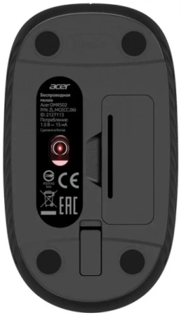 Мышь Acer OMR502 черный оптическая 1600dpi беспров. USB 4but (ZL.MCE11.01A) (id 55032)