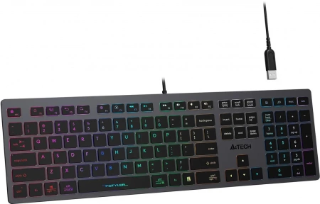 Клавиатура A4Tech FX60H серый USB slim LED (FX60H GREY/NEON) кабель 1.5м (id 55862)