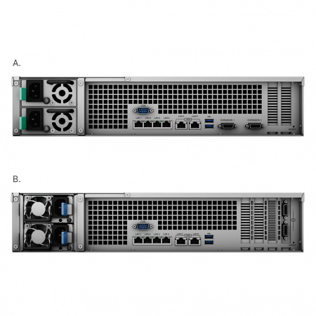Система хранения данных Synology 2U/12bay 8C 2,1GhzCPU/8Gb(64)/RAID0,1,10,5,6/upto 36HDD (2xRX1217(RP))/2xUSB/4GbE+2x10GE/2xPCIe/iSCSI/2xIPcam(upto90)/2xRPS/no rail/1YW (id 29308)