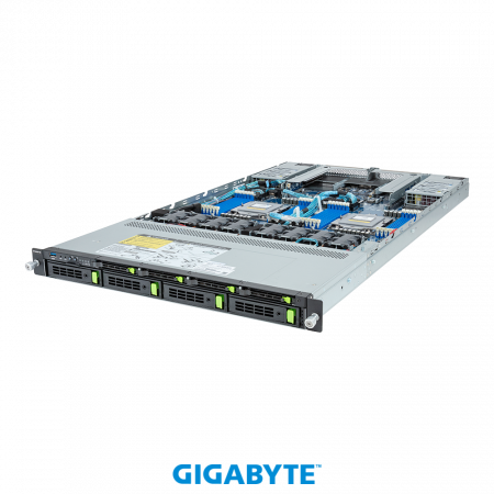 GigaByte R183-Z91-AAV1/ACV1 / 1U / 2*LGA6096 (SP5) up to 400W / 24*RAM / 4*3.5" SAS/SATA/NVME + 4*2.5" 9.5mm only SAS/SATA/NVME + 3*m.2 2280/22110 / 2*1Gb / 2*OCP 3.0 / 2*FHHL PCIe Gen5 x16 slots / 2*1600W / Rails / 1Y (id 40863)