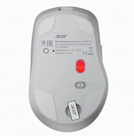 Мышь Acer OMR310 светло-серый оптическая 1600dpi беспров. BT/Radio USB (ZL.MCECC.033) (id 32065)