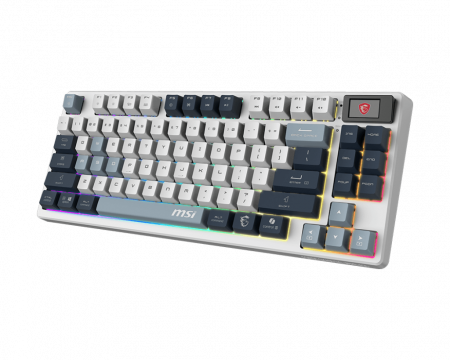 Клавиатура беспроводная Keyboard MSI FORGE GK600 TKL, Wireless, Mechanical Linear Switches, RGB LED, 4000mA/h, Sky (id 35973)