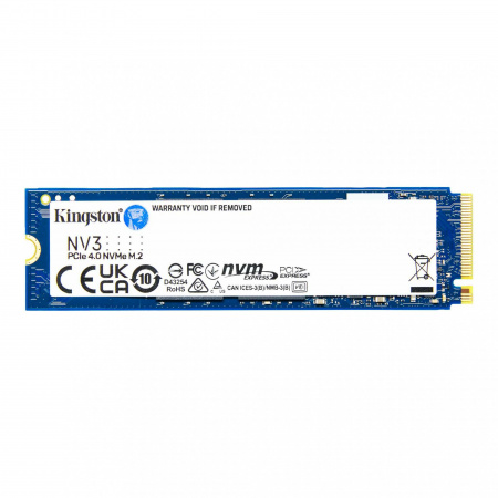 Твердотельный накопитель Kingston SSD NV3, 500GB, M.2 (22x80mm), NVMe, PCIe 4.0 x4, 3D TLC, R/W 5000/3000MB/s, TBW 160, DWPD 0.3 (id 53022)