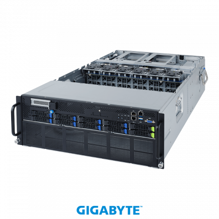 Gigabyte G482-Z54 / 4U / 2*LGA4094 (SP3) up to 280W / 32*RAM / 8*2.5" SATA + 2*2.5 NVME / 8*FHFL PCIe Gen4 x16 for GPUs + 1*FHFL PCIe Gen4 x16 / IPMI 2.0 / 2*1GbE BASE-T / VGA / GPU Support /  2+1*2200W / Rails / 1Y (id 57816)