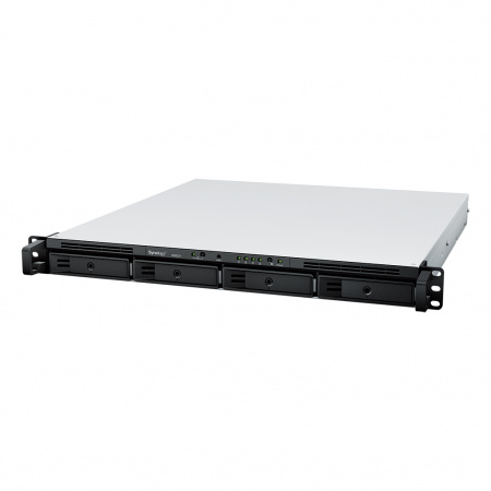 Системы хранения данных Synology 1U/4bay QC 2,2GhzCPU/2Gb(32)/RAID0,1,10,5,6/upto 8HDD (1xRX418)/2xUSB3.2/1eSATA/4GigEth/1xExpslot/iSCSI/2xIPcam/2xRPS/1YW/no rail (id 29321)