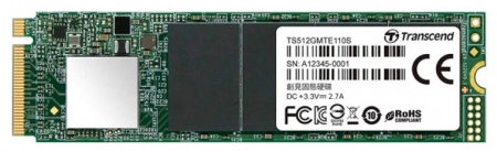 Твердотельный диск 256GB Transcend MTE110S, 3D TLC NAND, M.2 2280,PCIe Gen3x4, DRAM-less (id 60034)