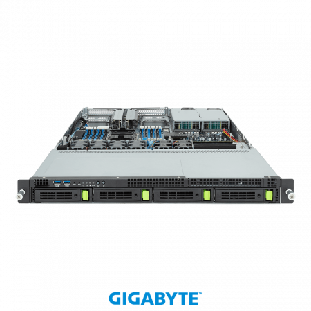 Серверная платформа Gigabyte 1U R163-S30-AAB1 1*LGA4677 up to 350W / 16*DDR5 RDIMM / 4*3.5 SAS/SATA/NVME / 2*FHHL Gen5 x16 / M.2 2280-110 NVME / 2*OCP 3.0 Gen5 x16 / IPMI 2.0 / 1GbE BASE-T / mDP / 1+1*800W (id 57438)