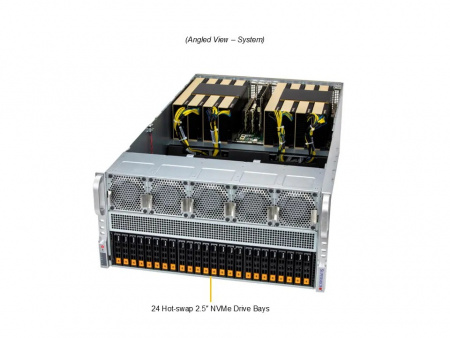 Серверная платформа Supermicro GPU SuperServer SYS-522GA-NRT (X14DBG-AP, CSE-528G2TS-R9K60P) 5U, 2x LGA-7529, 24x DDR5 ECC RDIMM, 24x 2.5" HS NVMe, 2x M.2 NVMe, 13x PCIe 5.0 x16 FHFL slots, 2x RJ45 10GbE X710-AT2, 6x 2700W (id 58458)