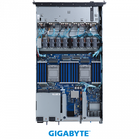 GigaByte R182-NA1 / 1U / 2*LGA4189 up to 270W / 32*RAM / 10*2.5" SAS/SATA/NVME / 2*1Gb / 1*OCP 2.0 + 1*OCP 3.0 / 2*FHHL PCIe Gen4 x16 slots / 2*1300W / Rails / 1Y (id 60608)