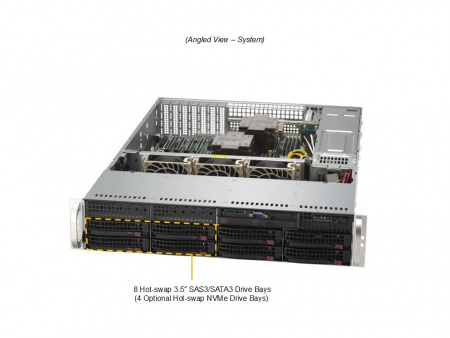 Серверная платформа Supermicro 2U SYS-622B-TRT 2*LGA4710 up to 350W / 16*DDR5 RDIMM / 4*3.5 SAS/SATA + 4*3.5 SAS/SATA/NVME / 2*LP Gen5 x8 + 4*LP Gen5 x16 / 2*M.2 2280-110 NVME / IPMI 2.0 / 2*10GbE BASE-T / VGA / 2*1200W (id 60421)