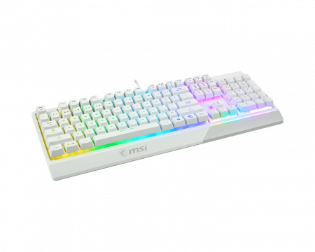 клавиатура проводная Gaming Keyboard MSI VIGOR GK30, Wired, Mechanical-like plunger switches. 6 zones RGB lighting with several lighting effects. Anti-ghosting Capability. Water Resistant (spill-proof), White (id 32085)