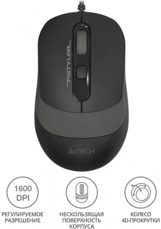 Мышь A4Tech Fstyler FM10S черный/серый оптическая 1600dpi silent USB 3but (FM10S USB GREY) (id 39444)
