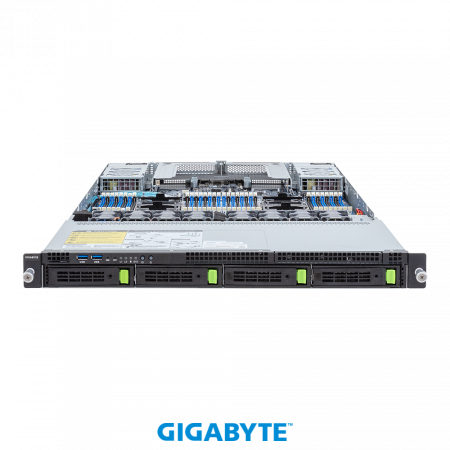 GigaByte R183-S90-AAD1/ABD1 / 1U / 2*LGA4677 up to 350W / 32*RAM / 4*3.5" SAS/SATA/NVME Gen 4 / 2*1Gb / 2*OCP 3.0 / 2*1600W / Rails / 1Y (id 57299)