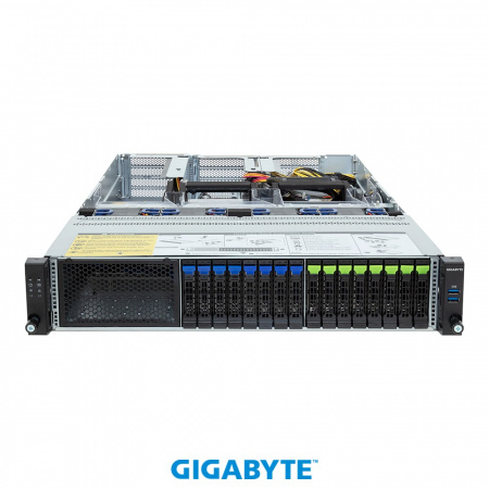 GigaByte R283-ZF1-AAL1 / 2U / 2*LGA6096 (SP5) up to 500W / no RAM (up to 24*RAM) / no HDD (up to 4*2.5" NVME + 4*2.5"SAS/SATA/NVME + 8*2.5" SAS/SATA) / 1*OCP 3.0 / 4*FHFL PCIe Gen5 x16 slots for GPUs + 1*FHHL PCIe Gen5 x16 slot / 2*2700W / Rail (id 39079)