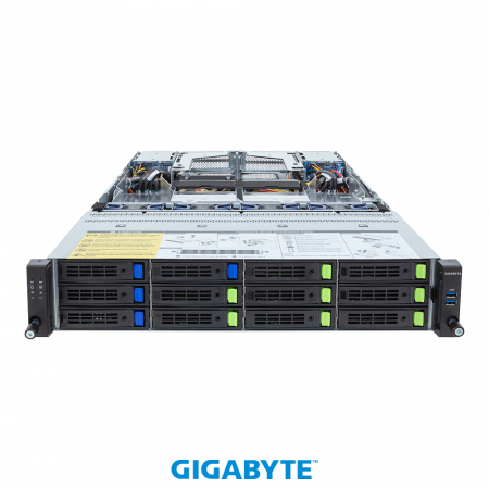 Gigabyte R283-Z97-AAF1 2U 2*LGA 6096 up to 240W / 24*DDR5 RDIMM / 8*3.5 UniBay + 4*3.5 SAS/SATA + 4*2.5 SAS/SATA + 3*m.2 2280/22110 / 2*FHFL Gen5 x16 + 2*FHHL Gen5 x16 / 3*m.2 2280-110 NVME / IPMI 2.0 / 2*OCP 3.0 Gen5 x16 / 2*1Gb Base-T / 4*USB (id 40793)