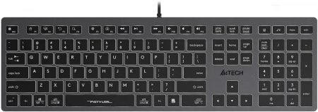Клавиатура A4Tech FX60H серый USB slim LED (FX60H GREY/WHITE) кабель 1.5м (id 58839)