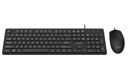 Аксессуары Philips Проводной Комплект SPT6264, USB 2.0 104 клав/3 кнопки, 800-2400dpi, русская заводская раскладка, чёрный (id 33334)