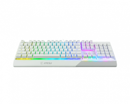 клавиатура проводная Gaming Keyboard MSI VIGOR GK30, Wired, Mechanical-like plunger switches. 6 zones RGB lighting with several lighting effects. Anti-ghosting Capability. Water Resistant (spill-proof), White (id 32085)