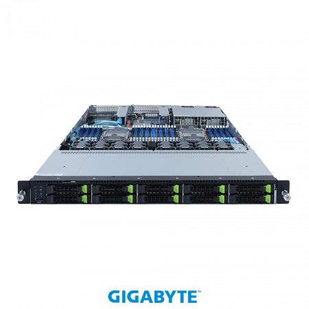 GigaByte R182-NA1 / 1U / 2*LGA4189 up to 270W / 32*RAM / 10*2.5" SAS/SATA/NVME / 2*1Gb / 1*OCP 2.0 + 1*OCP 3.0 / 2*FHHL PCIe Gen4 x16 slots / 2*1300W / Rails / 1Y (id 60608)
