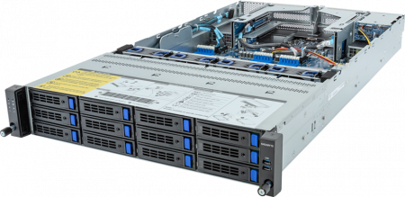 Gigabyte R283-Z91-AAV2 / 2U / 2*LGA6096 (SP5) up to 400W / 24*RAM / 12*3.5" SAS/SATA + 2*SAS/SATA rear + 3*m.2 2280/22110 Gen3 / 2*1Gb / 2*OCP 3.0 / 6*FHHL PCIe Gen5 x16 slots / 2*1600W / Rails / 1Y (id 34407)