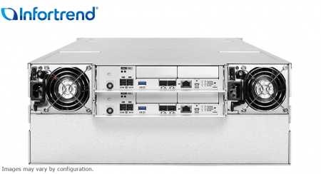 Платформа СХД Infortrend EonStor GS3024R03C0FD-8U32 (24x3.5, 4U, Dual Redundant Controller (incl: 4x4GB Cache, 4x25Gb SFP28 ports, 4 FREE host board slots, 4x12Gb SAS ext ports, 2x (SuperCapacitor+Flash/PSU+FAN Module), Rackmount Kit) (id 34339)